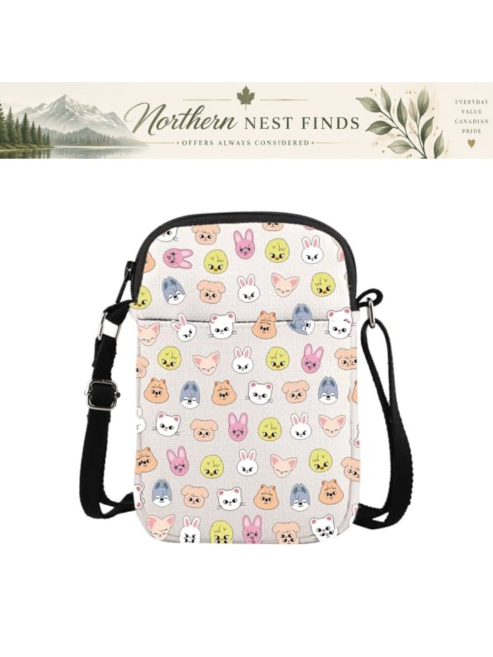 Canvas Crossbody Bag Cartoon K-POP Fan Gift Zipper Pouch Lightweight Purse